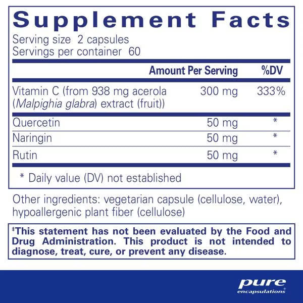 Acerola/Flavonoid – Corn-Free Vitamin C with Bioflavonoids (120 Capsules)