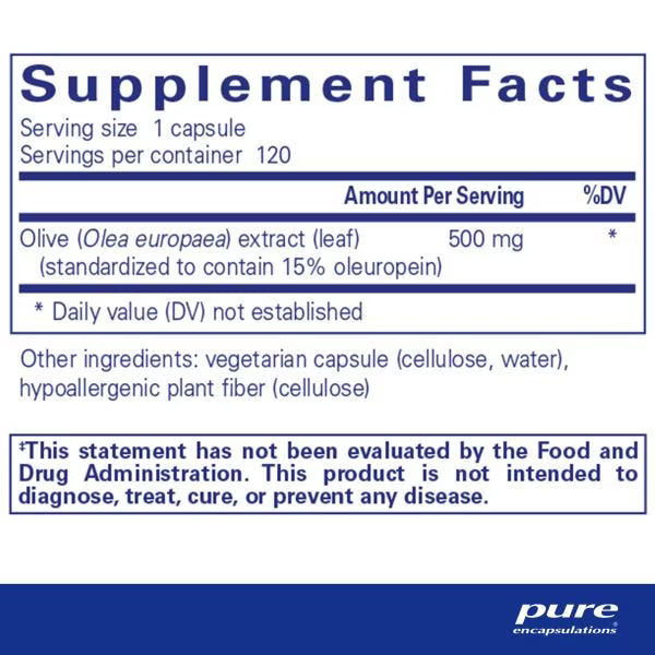 Olive Leaf Extract – High-Oleuropein Immune & Gut Support (120 Veg Capsules)