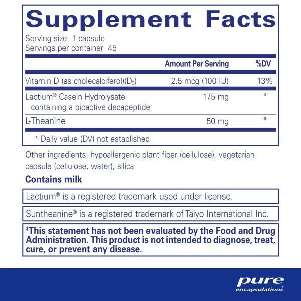 SereniTen Plus – Relaxation & Stress Support (45 Capsules) • Lactium®, Suntheanine®, Vitamin D₃ Blend
