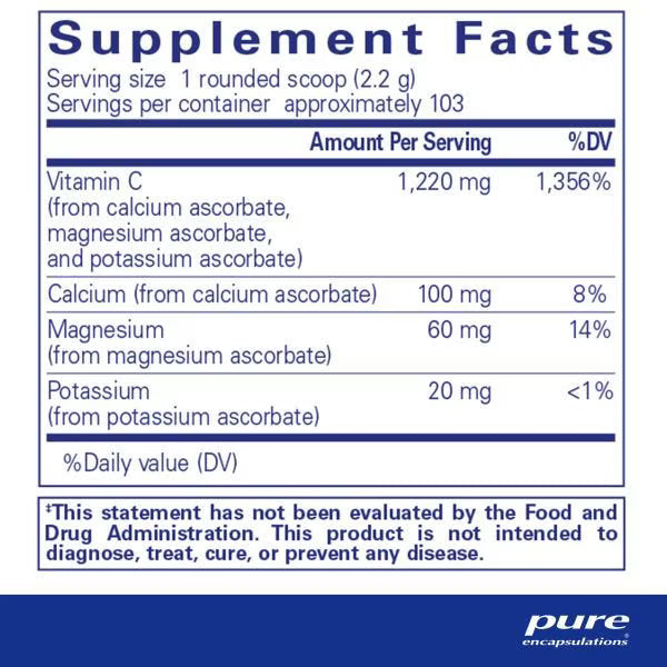 Buffered Ascorbic Acid Powder – Neutral-pH Vitamin C for Sensitive Individuals (227 g)