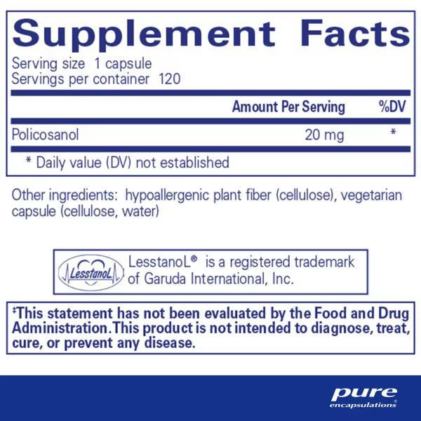 Policosanol 20 mg – 120 Veg Capsules • Cardiovascular & Lipid Metabolism Support