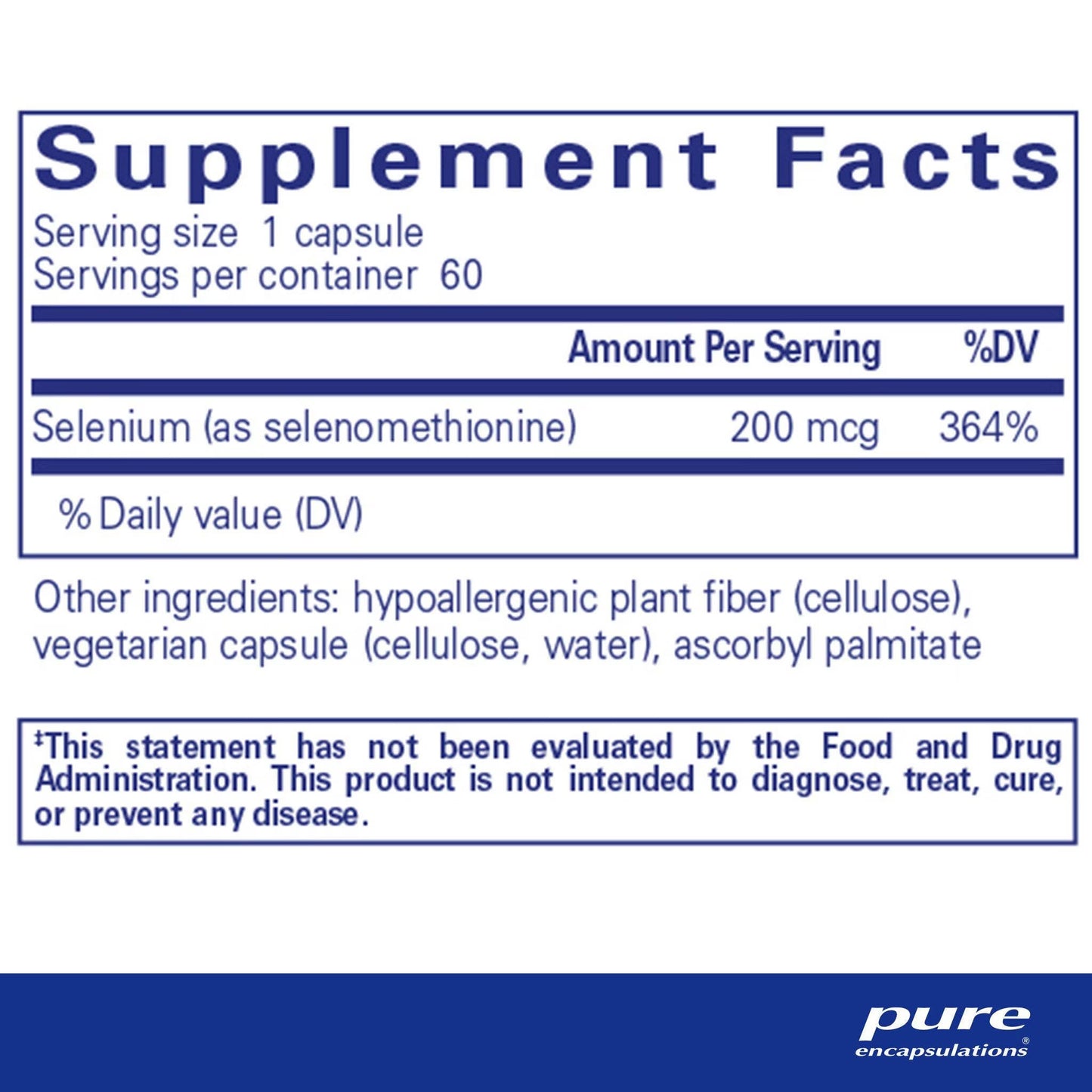 Selenium (Selenomethionine) — 60 Veg Capsules • Antioxidant & Immune Support Supplement