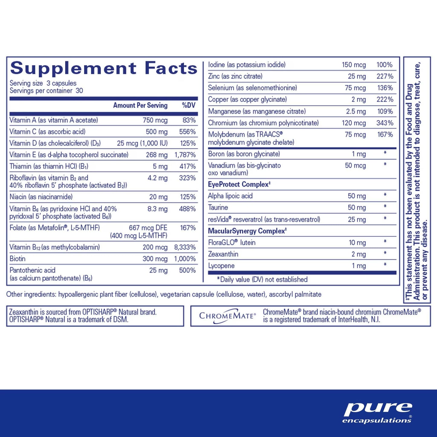 Pure Encapsulations VisionPro Nutrients – Comprehensive Eye Support Formula – 90 Capsules