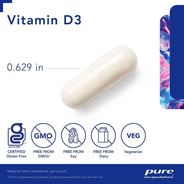 Vitamin D3 125mcg (5,000 IU)- by PURE Encapsulations