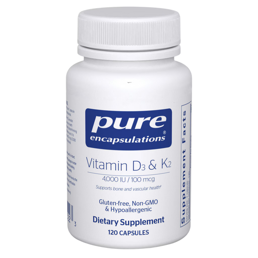 Pure Encapsulations Vitamin D3 + K2 (MK-7)  120-Capsule - Bone & Vascular Support